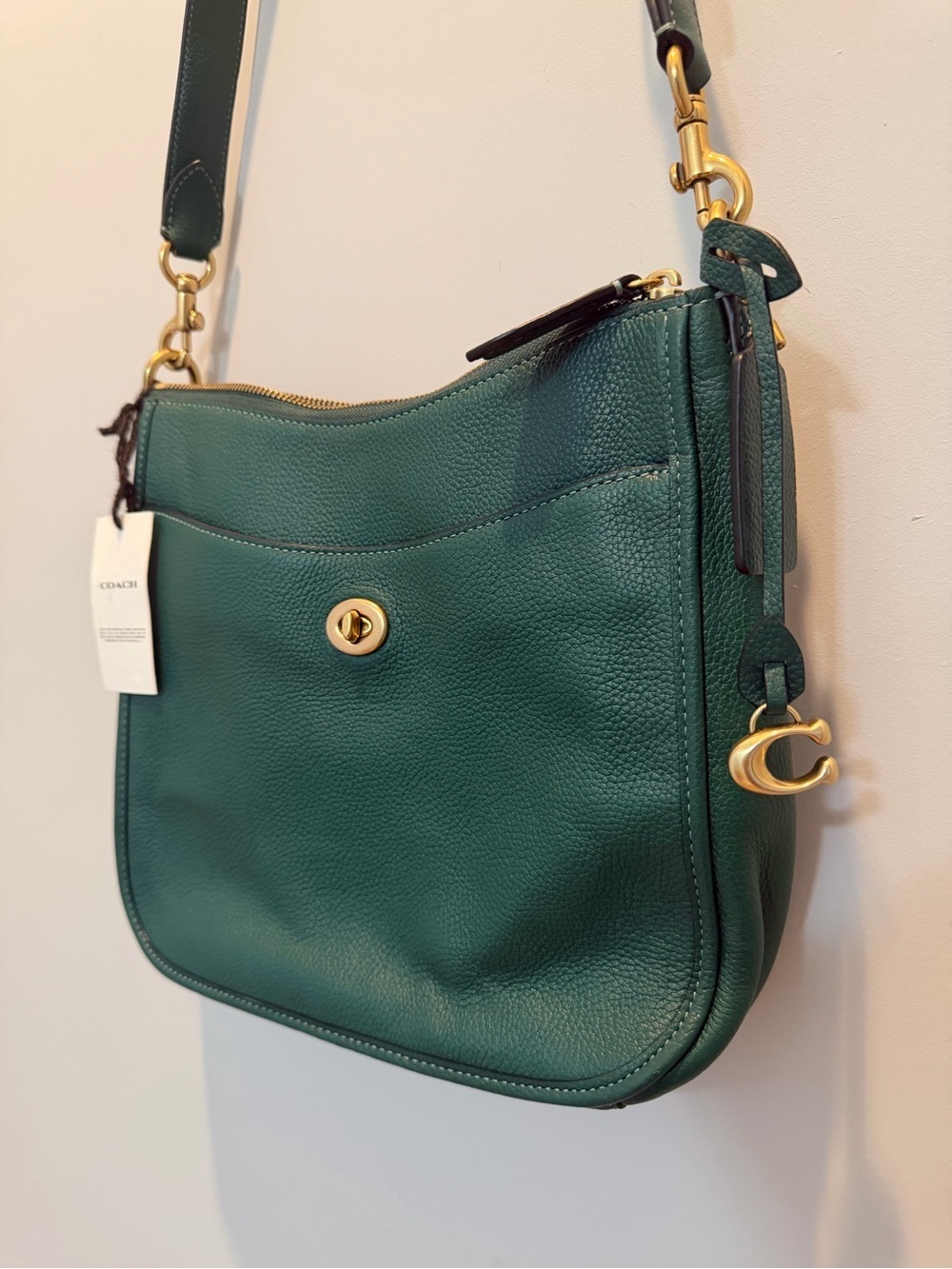 Coach Green Pebble Leather Turnlock Crossbody - Picture 3 of 9